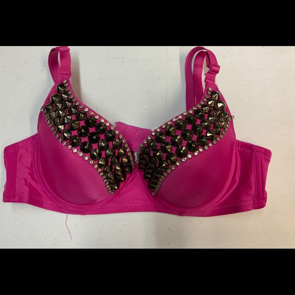 Embellished pink bra